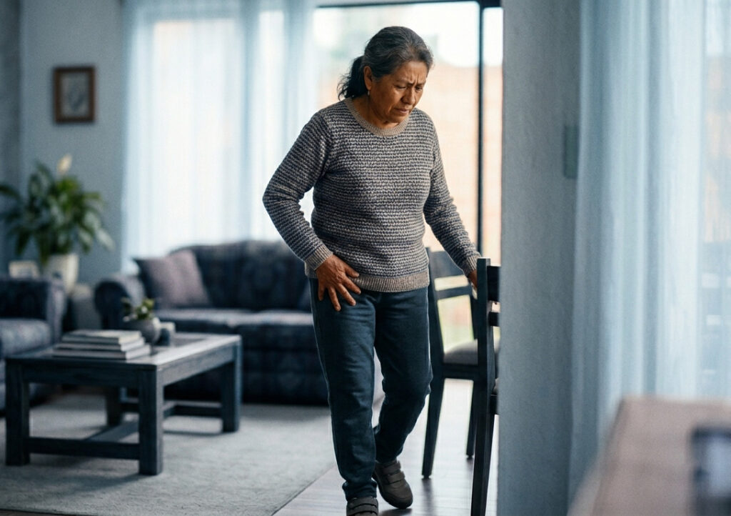 Paciente con dolor de cadera que necesita evaluación para reemplazo articular